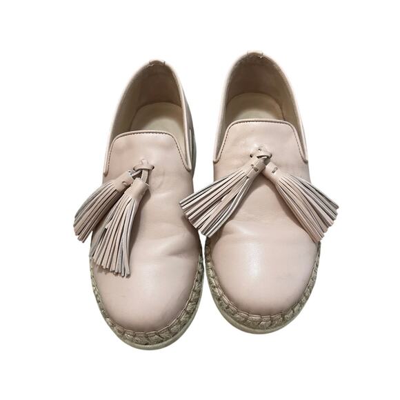 TOD'S Leather Tassel Espadrille Slip On Shoes Powder Pink Size 36.5 US 6.5 - Picture 2 of 9